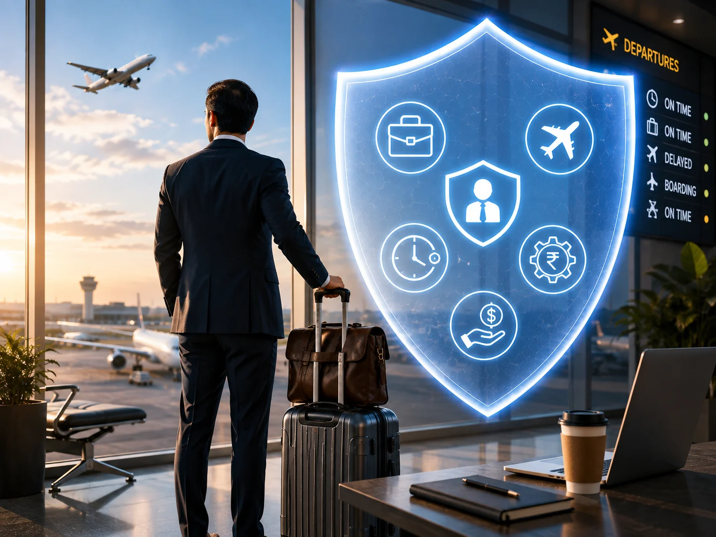 Business professional at airport